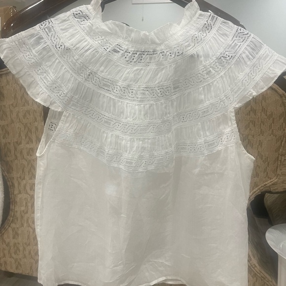 FRAME
Lace-Inset Short-Sleeve Blouse-M - Picture 4 of 9